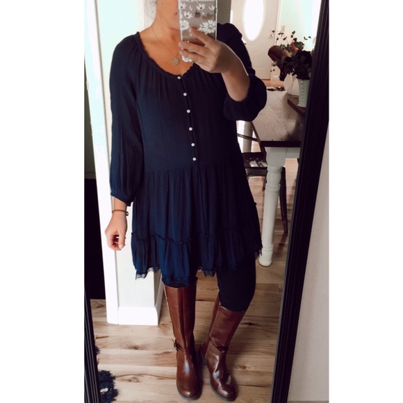 aerie Dresses & Skirts - Aerie Navy Blue Bohemian Dress